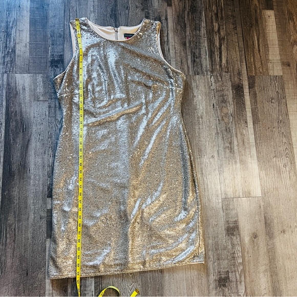 Vince Camuto SEQUIN SHIFT SHIMMER GOLD DRESS SIZE 14 NWT - Picture 6 of 6